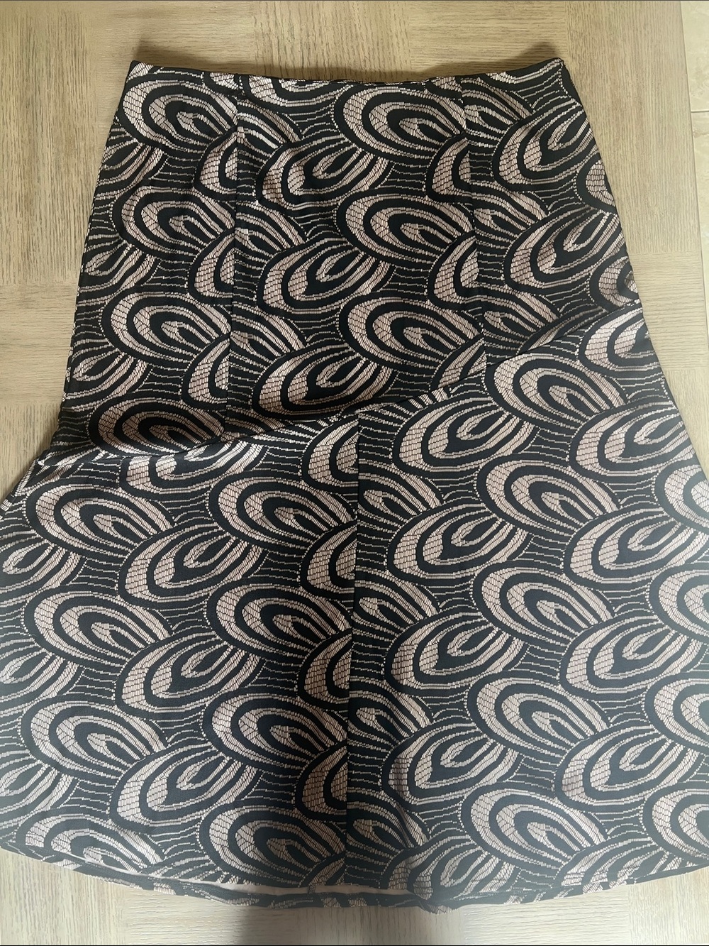 Cato Black and Beige A-Line Skirt with Swirl Pattern